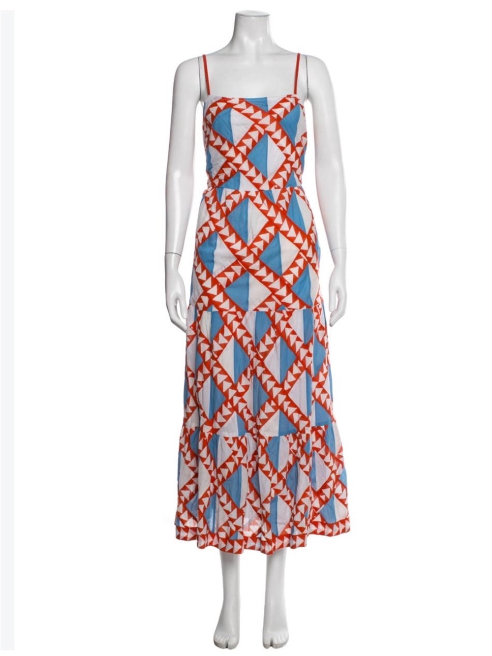 Banjanan Red & Blue Geometric Spaghetti-Strap Maxi Dress